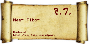 Neer Tibor névjegykártya